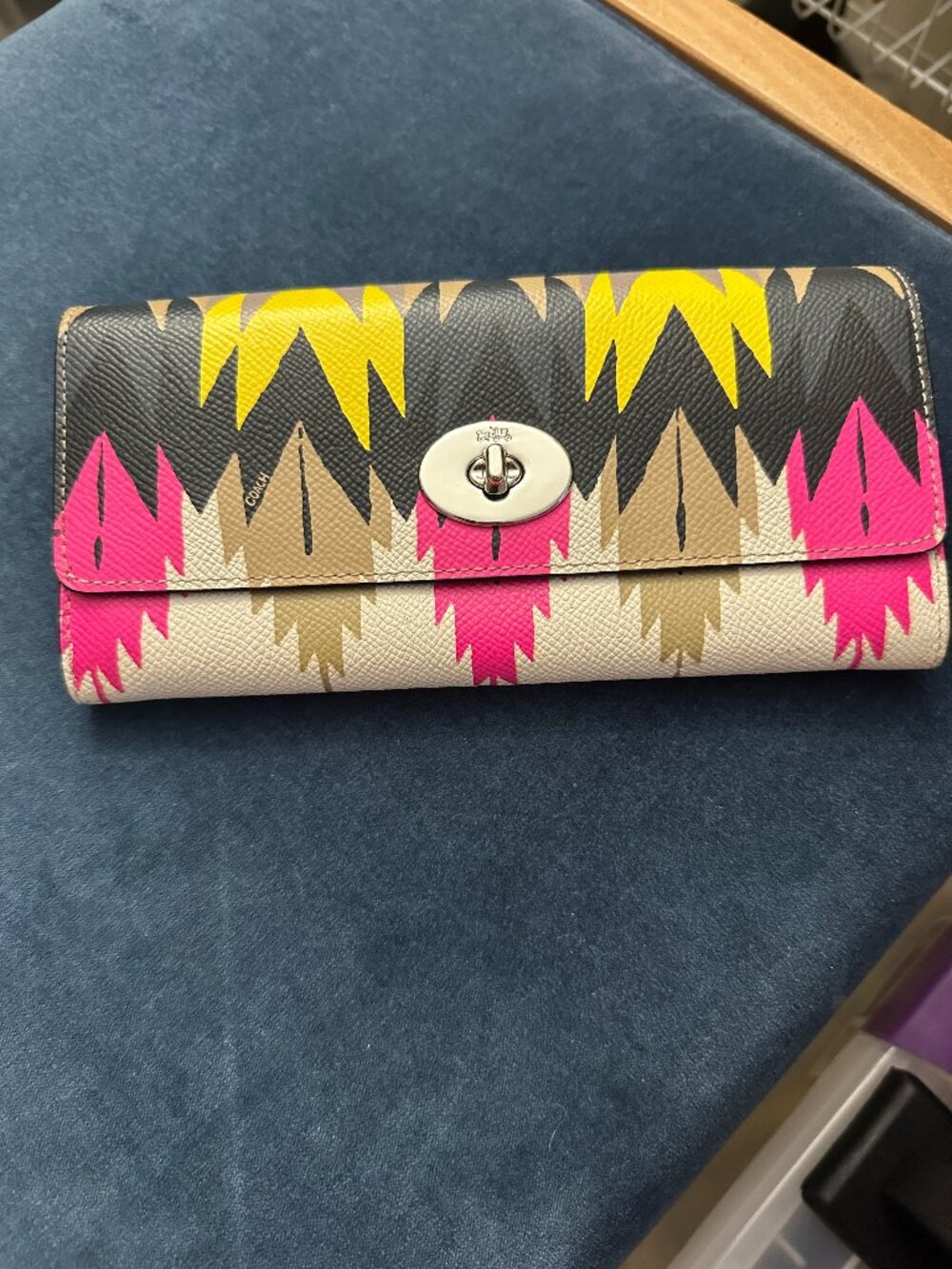 Coach Hawk Feathers Long Leather Wallet - Excellent!